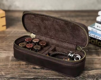 Personalized Crazy Horse Leather Men's Jewelry Travel Case - Etsy