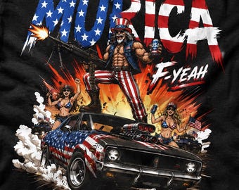 Murica USA Shirt Patriotic America Muscle Car Fourth 4TH Of July Tee Gift