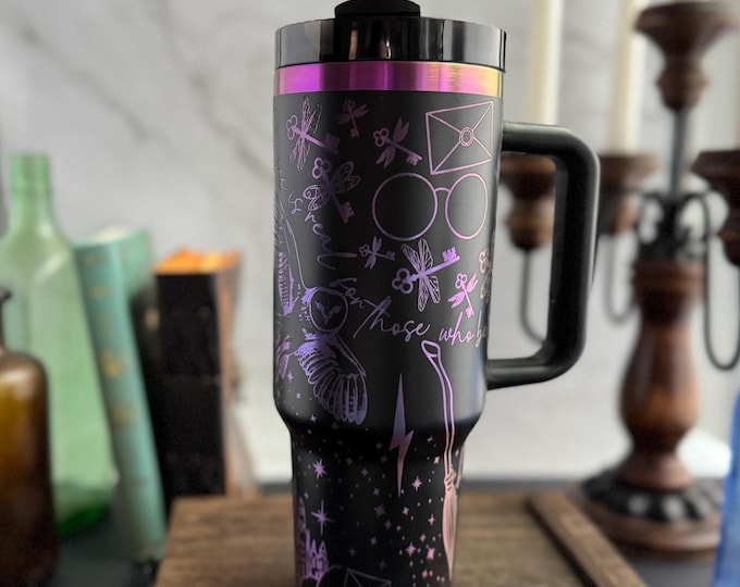 Featured listing image: Engraved Magical School 40 oz Stanley Cup.  Harry Stanley. Personalized Gift