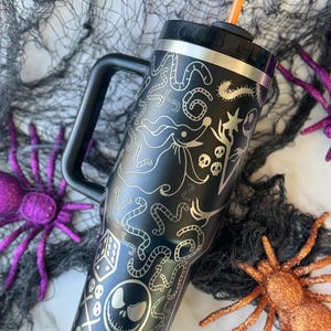 Pumpkin King Engraved Stanley. Spooky Tumbler. Perfect Gift for Spooky Girlies. Jack and Sally Cup. Laser Engraved Gifts