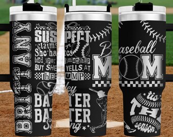 Personalized Baseball Mama Engraved Stanley Tumbler - Custom Name - BaseBall Mom Stanley Cup - Sidelines Social Club Engraved Tumbler