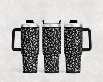 Baseball Mama Engraved Stanley Tumbler -  BaseBall Mom Stanley Cup - Sidelines Social Club Engraved Tumbler- Leopard Baseball Tumbler