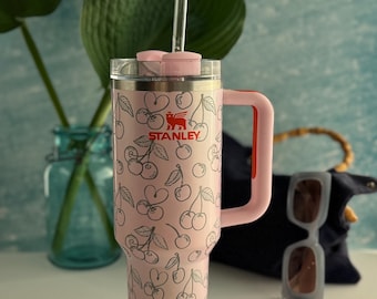 Cherries Stanley 40oz. Personalized Stanley with Cherries. Custom Stanley Cherry Tumbler  Cute Cherry Design Summer Drinkware – Gift for Her