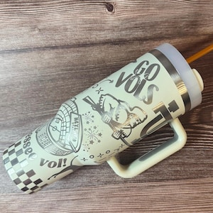 Custom Tennessee Football Tumbler - Go Vols Travel Mug - Checkerboard Rocky Top Cup