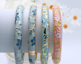 Bracelet Crafted Enamel Silver and Gold - 7 inches