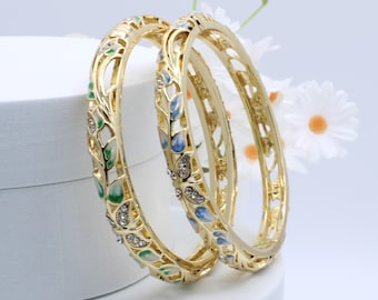 Fashion Gold Rhinestone Enamel Bracelet - 7 inches