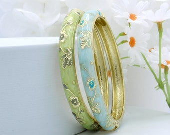 Bracelet Crafted Enamel Gold 2pc-set - 7 inches