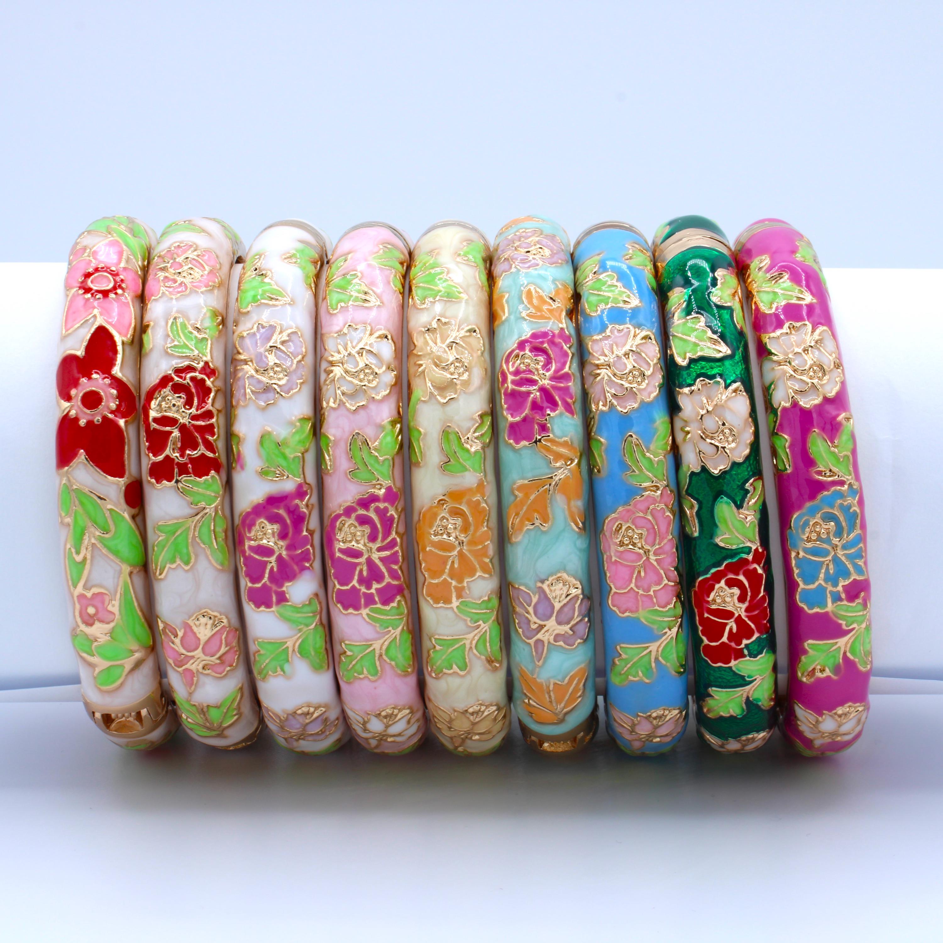 Flower Bracelet Opening Hinged Bangles - 7.25 inches
