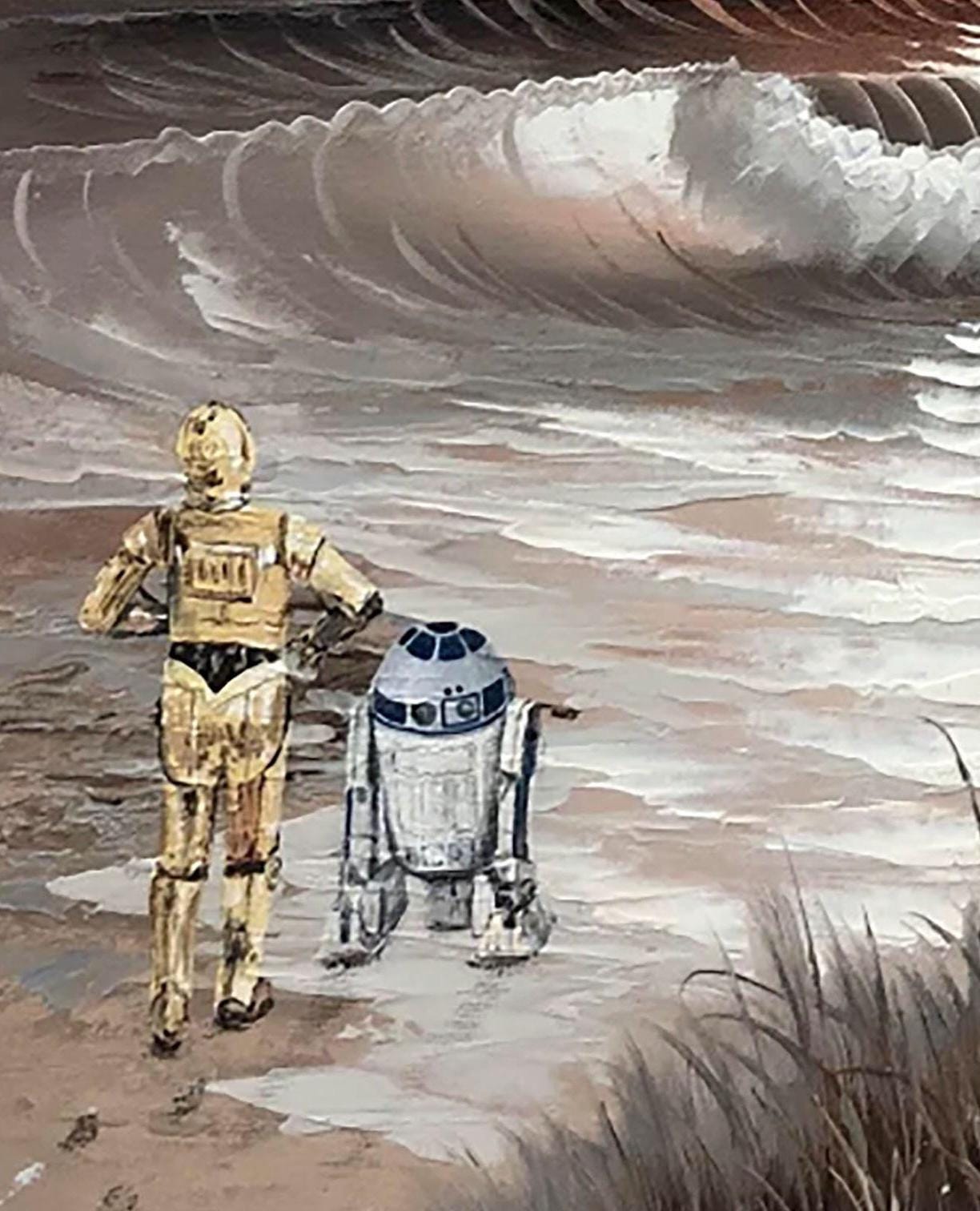 R2-D2 & C-3PO Star Wars Beach Print: Upcycled Landscape Art - Etsy