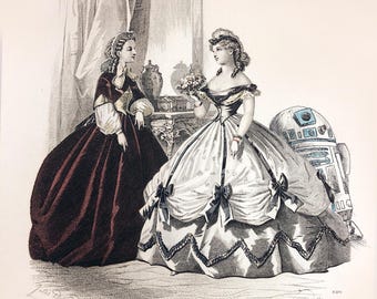 R2-D2 French Fashion Art Print: Star Wars Altered Painting