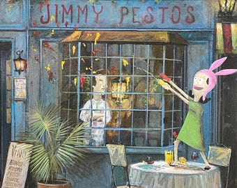 Bobs burgers jimmy pesto Louise gene Belcher Upcycled restaurant Painting Art Print