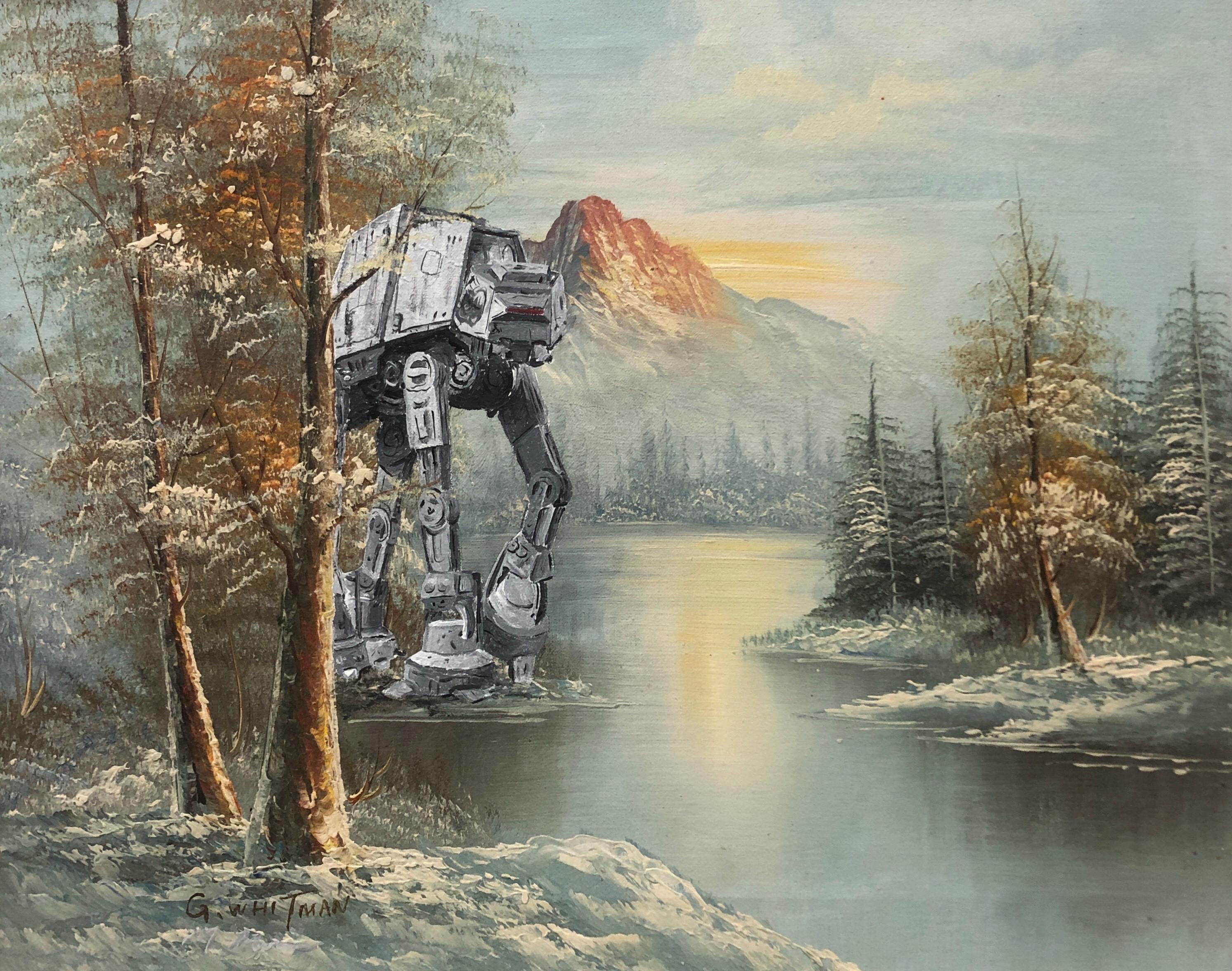 At-at Walker Star Wars Vintage Upcycled Thrift Store Landscape
