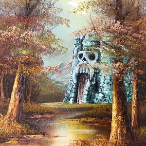 He-Man Castle Grayskull He-Man Motu, dipinto di paesaggio di un negozio dell'usato, riciclo creativo, stampa artistica, poster