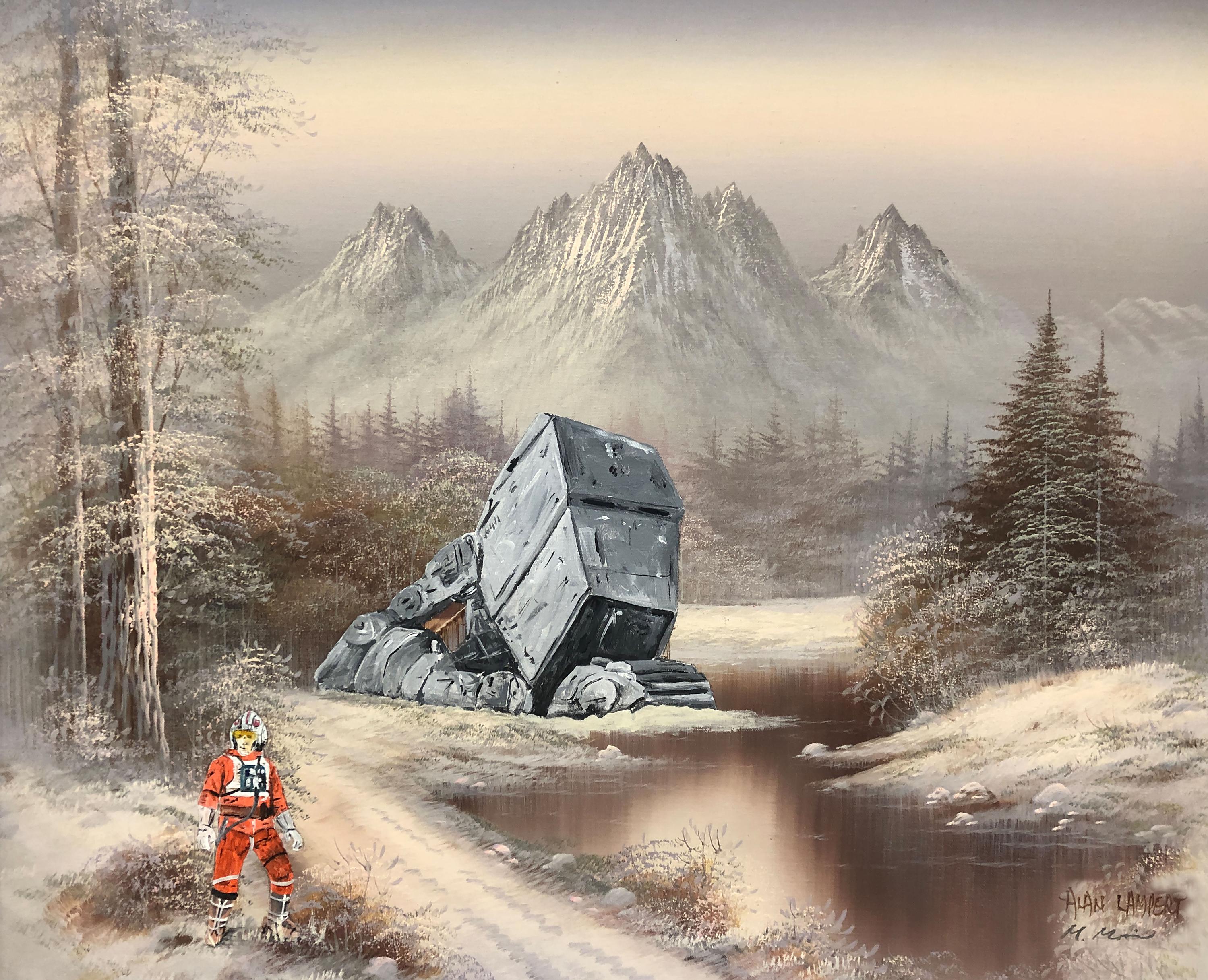 Upcycled Star Wars Art Print: Crashed AT-AT Walker, Hoth Landscape