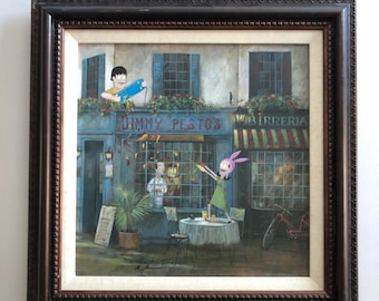 Bobs Burgers Upcycled Oil Painting: Louise Gene jimmy pesto restaurant Art