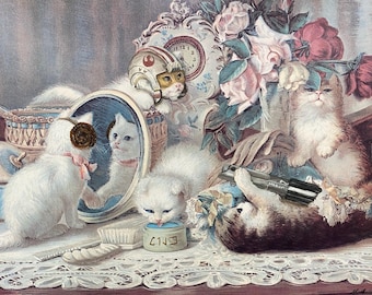 Upcycled Star Wars cats Print: Princess Leia kitten still life painting