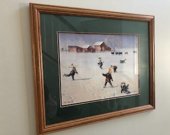 Altered Phineas and Ferb Snowball Fight Oil Painting Print – Perry the Platypus, Framed 22"x18"