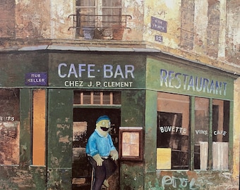 Bobs burgers Teddy bar cafe: upcycled thrift store art print