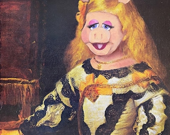 Miss Piggy regal portrait muppets altered thrift store painting fine art print decor poster