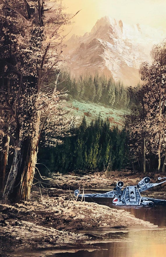 ワンダーランドウォーズ キャンバスアートB Upcycled Star Wars Art Print: Crashed Abandoned X-wing Landscape