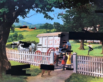 Redacted censored classified ICE  parody painting Altered Thrift Store Art Print