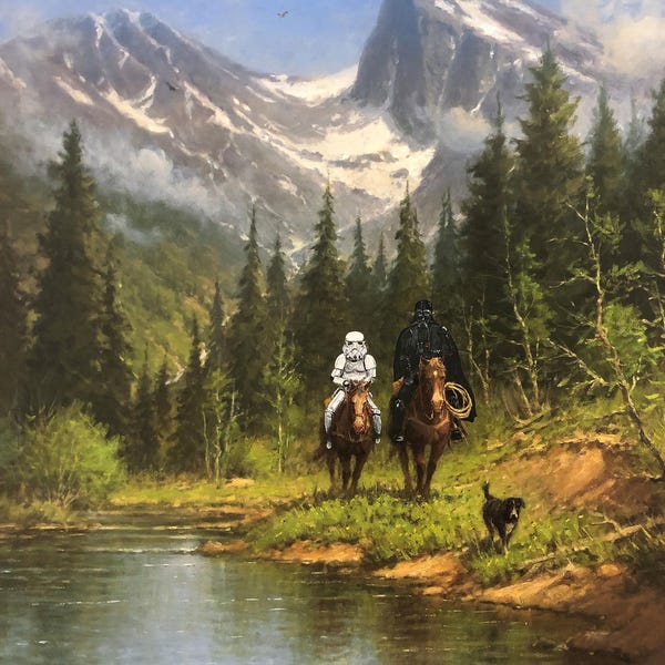 Impresión artística de Darth Vader Stormtrooper Cowboys: pintura reciclada de Star Wars