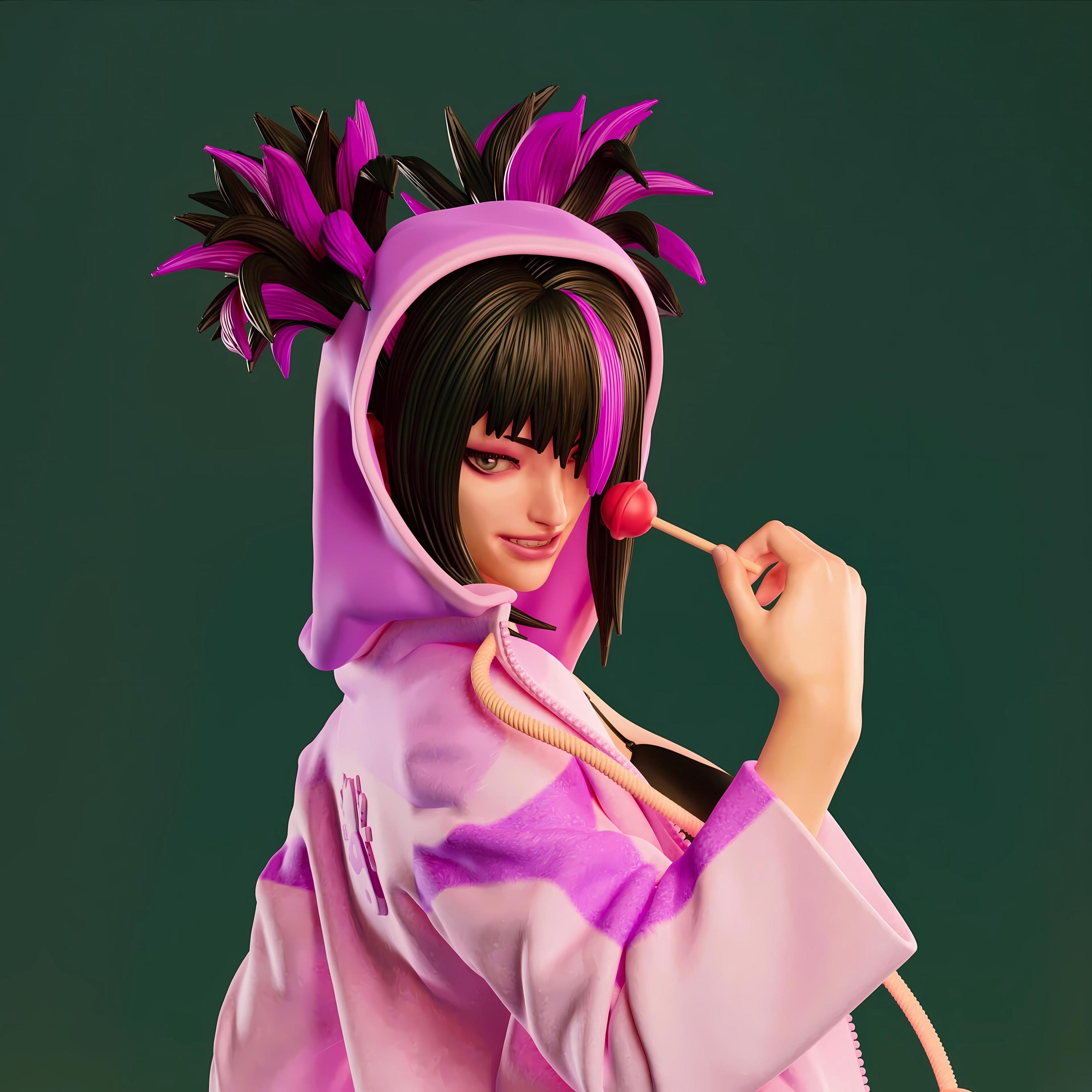 3D Printable STL Figure Juri Han + Bikini Street Fighter | Premium Anime Geek File | Otaku Collectible Art