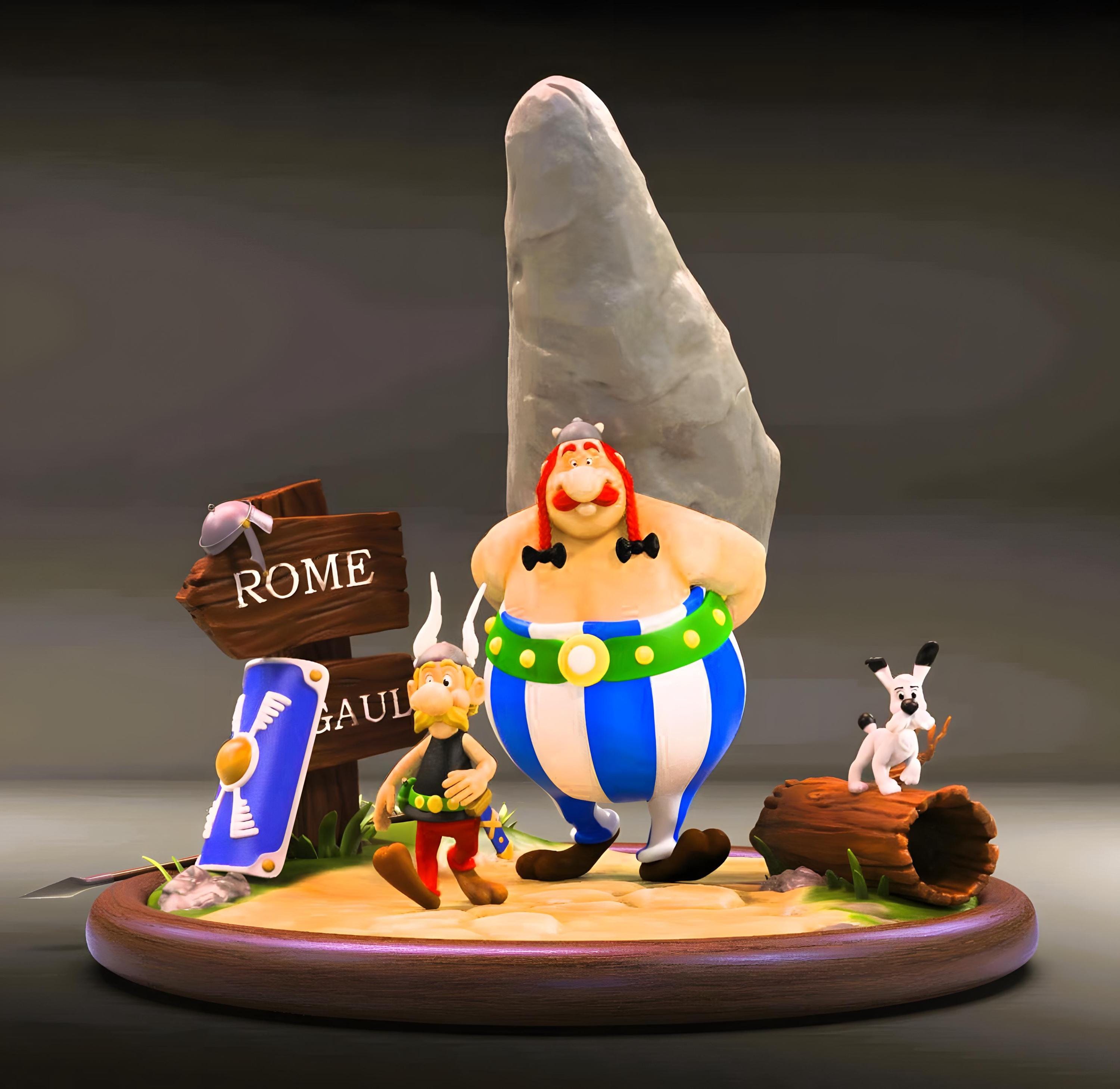 Asterix - Figurine Porcelaine Mate Eisa Années 80 - Abraracourcrix Sur Son Bouclier P Image 538937 Grande