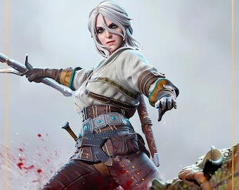 3D Printable STL Figure Ciri The Witcher | Premium Anime Geek File | Otaku Collectible Art