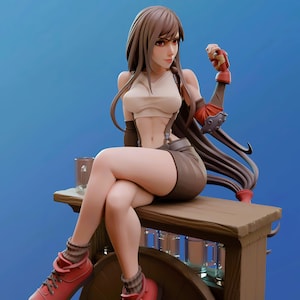 Tifa Lockhart Final tasy 7 Otaku 3D Print STL Figure | Premium Anime Geek File | Otaku Collectible Art