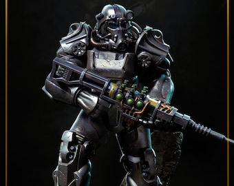 3D Printable STL Figure T-60 Power Armor Fallout 4 + BUST Otaku | Premium Anime Geek File | Otaku Collectible Art