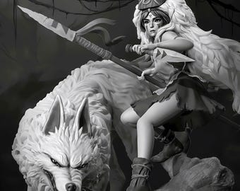 STL Figure of Princess Mononoke 3D Print File - Anime - Digital Download