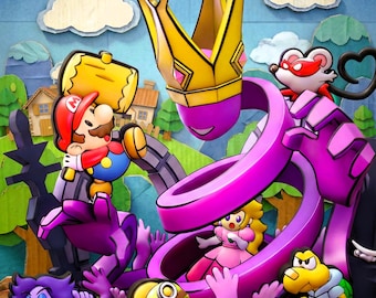 Archivo STL Diorama Impresión 3D Chibi Mario Videojuego Descarga Digital