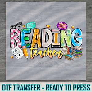 Reading Teacher DTF Transfer: Colorful Book Lover Iron-On