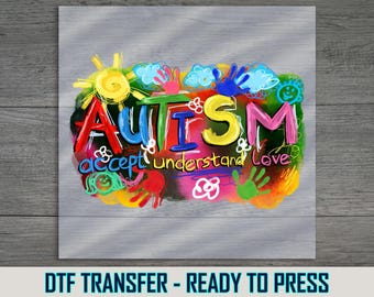 Autism Awareness DTF Transfer: Colorful Handprint Design