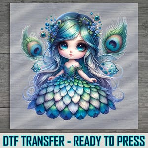 Peacock Fairy Girl DTF Transfer: Enchanted Shirt Print