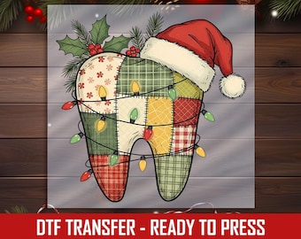 Holiday Tooth Lights DTF Transfer, Christmas Dental Ready To Press DTF, Dental Hygienist Dtf Print, Dental Shirt Iron On Transfer