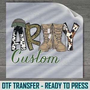 Military Army Custom DTF Transfer: Personalized Shirt Decal Design