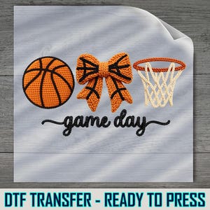 Basketball Bow DTF Transfer: Sports Shirt Decal (Knit Look, Easy Apply)