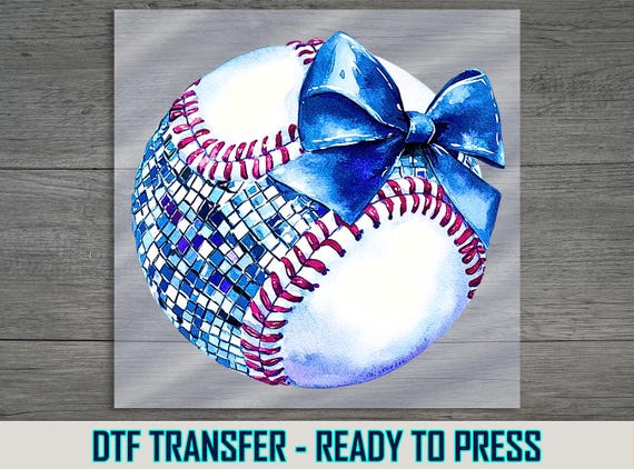 Blue Bow Baseball DTF Transfer: DIY Shirt Iron-On