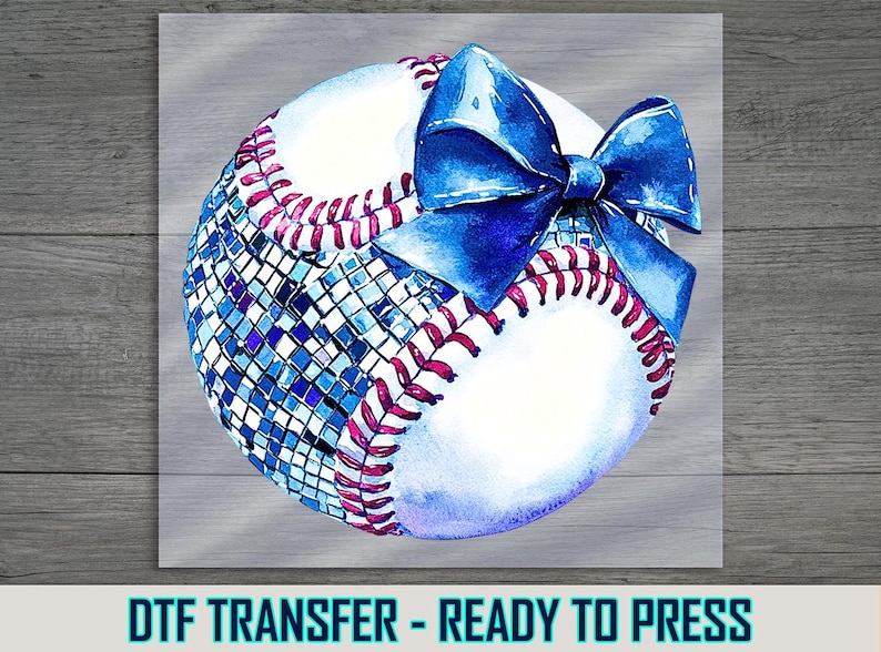 a picture of a baseball with a bow on it