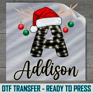 Custom Letter Christmas DTF Transfer: Personalized Iron-On Design