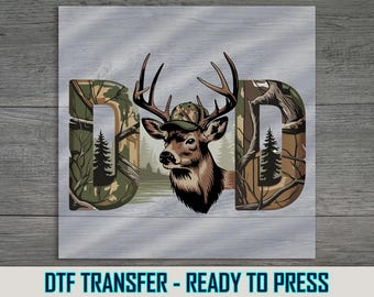 Deer Hunter Dad DTF Transfer: Military Style Forest Print