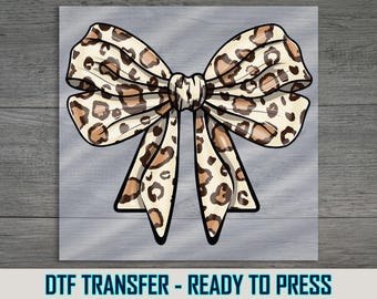 Leopard Print Bow DTF Transfer: Ready to Press