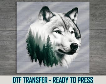 Wolf and Forest DTF Transfer: Majestic Wildlife Apparel