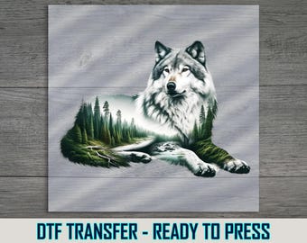 Forest Wolf DTF Transfer: Nature Scene Shirt Art