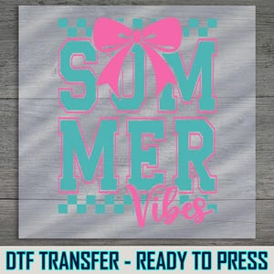 Summer Vibes DTF Transfer: Retro Checkerboard, Ready to Press