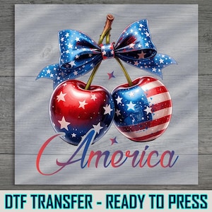 American Flag Cherries DTF Transfer: 4th of July Shirt Design