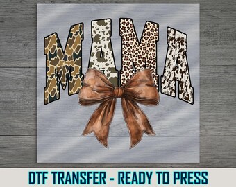 Mama Leopard Military Style Letters DTF Transfer - Ready to Press