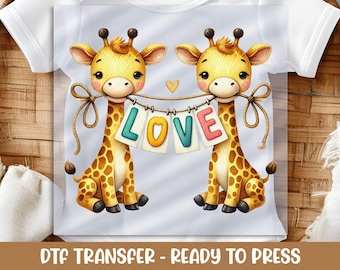 Transferencia termoadhesiva "Amor de jirafa": diseño para camisetas de bebé
